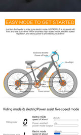 LANKELEIS MG740PLUS Dual-Engine Off-Road Electric Bike 48V Rear Hub Motor Disc Brake System Aluminum Alloy Frame 7-Speed 20Ah