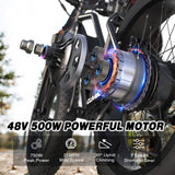 USA Stock 48V 13AH 500W Fat Tire Mountain Snow Full Suspension Ebike Multi Mode LCD Display Sport Ebike for Adults